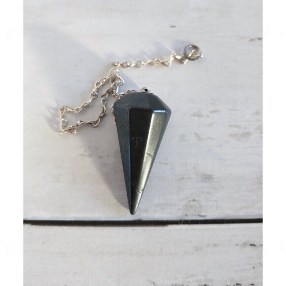 Black Tourmaline Crystal Pendulum Handmade Tumbled Hexagonal Cone Chakra Dowsing - Picture 3 of 11